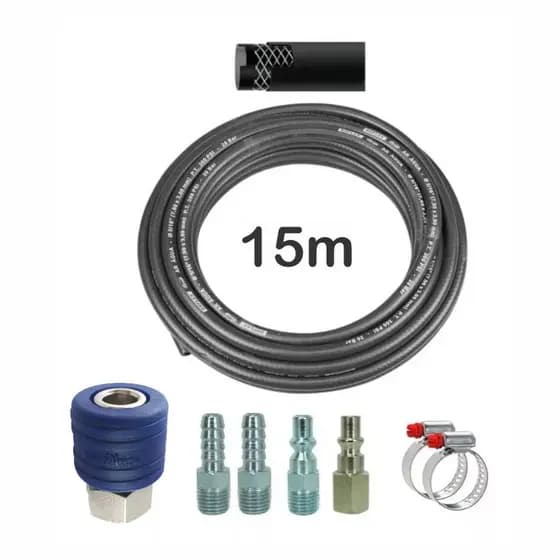 Kit Mangueira 15m Borracha Compressor Pistola 5/16 + Engate