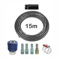 Kit Mangueira 15m Borracha Compressor Pistola 5/16 + Engate