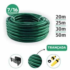 Mangueira Trançada Verde 7/16 50m Com Suporte