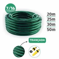 Mangueira Trançada Verde 7/16 50m Acompanha Engate e Esguicho
