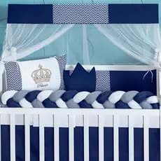 Kit Berço 11 Peças Para Bebe Coroa Realeza Padrão Americano Com Amamentação