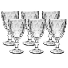 Kit 6 Taças Diamond Vidro Transparente Para Vinho Luxo Resistente 340ml