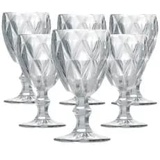 Kit 6 Taças Diamond Vidro Transparente Para Vinho Luxo Resistente