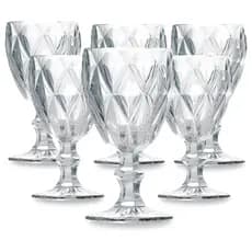 Kit Taças Diamond Vidro Transparente Para Vinho Luxo Resistente