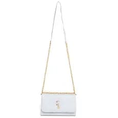 Bolsa Festa Branca Tiracolo Moderna Casamento Passeio Alça Corrente Dourado