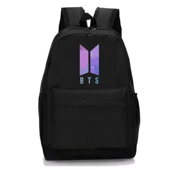 Mochila Escolar Unissex BTS Com Bolso Lateral Porta Garrafa ProvaDágua sk 02