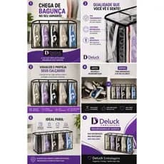 Kit Com 2 Organizador de Sapatos Guarda roupasTransparente com 5 nichos