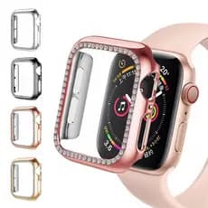 Caixa De Relógio Inteligente Diamante Bumper Para Apple Watch  E Iwo 38mm 40mm 41mm 42mm 44mm 45mm 49mm
