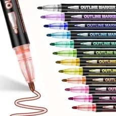 Novo Kit 24 Caneta Outline Marker Metálica Linha Dupla Arte Caneta Contorno