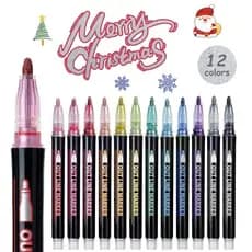 Novo Kit 12 Caneta Outline Marker Metálica Linha Dupla Arte Caneta Contorno