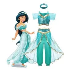 Fantasia Conjunto Calca + Cropped + Coroa infantil  Princesa Jasmine