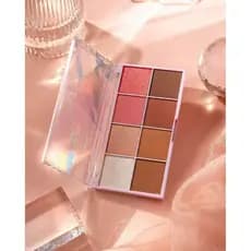 Paleta 8 Cores Blush Contorno Iluminador Toque Especial – Alta Pigmentação, Efeito Natural