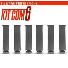 Pés para Moveis Armário Cozinha Kit 6 Un Pezinho Ajustavel C/ Regulagem de 17até 20cm Quadrado Cinza
