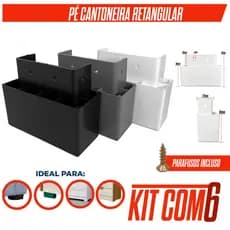 Pezinho 100x40x50mm Retangular Branco Kit 6 unidades c/ Parafuso p/ Armário Móveis