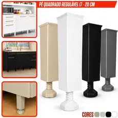 KIT COM 4/6/10/20 PEÇAS PÉ DE COZINHA 17CM A 20CM REGULAVEL PRETO PARA GABINETES ARMARIOS MOVEIS