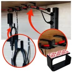 Kit de 4/6/8/10/20 Organizador de Fios Preto 60x42mm Mesas Escritório Gamer Plástico Resistente