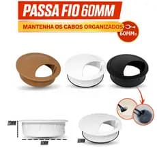 Acabamento Passa Fio Mesa Curto Preto 60mm Plastico Unitario