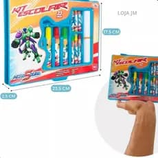 Maleta Estojo Kit Escolar 33 Peças Azul