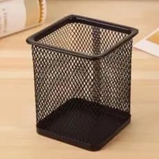Kit Porta Caneta Lápis Quadrado Aramado Telado Porta Caneta Preto