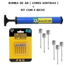 Bomba De Ar Manual + Kit Com 6 Bicos Para Encher Bolas De Futebol Vôlei E Basquete