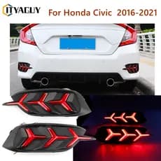 Um Par De Lâmpadas Refletoras LED Do Pára-Choques Traseiro Para 2016-2021 Honda Civic Sedan Lanterna De Neblina Traseira Civic
