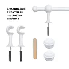 Varão de Cortina 1,20 Metros 19mm Madeira P/ Quarto ou Sala Varal Completo P/ Instalação.