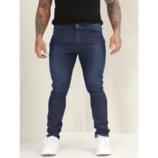 Calça Jeans Masculina Slim Básica Lisa com Lycra Lavagem Escuro A-140