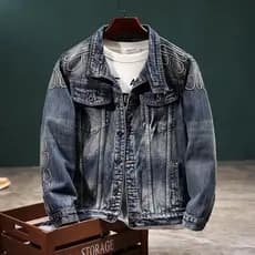 High-End Retro bordado Denim jaqueta masculina Street Wear solto Casual All-Match motocicleta