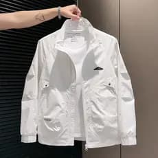 Outono novo estilo masculino Casual esportes respirável ao ar livre cor sólida gola Regular jaqueta casaco