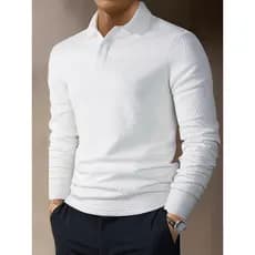 Camisa POLO de lapela de manga comprida europeia americana Top moderno Casual