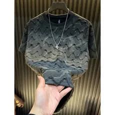 Roupa de rua masculina quente-stras Gypsophila camiseta de manga curta masculina verão novo estilo em torno do pescoço s