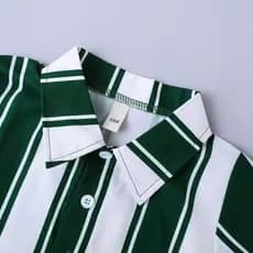 Europeu americano verão crianças masculino verde branco listrado camisa de manga curta Shorts terno Casual respirável Cr