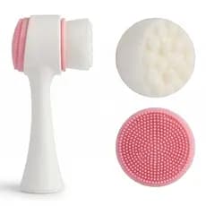 Escova de Limpeza Facial 2 em 1 Massageadora com Cerdas Macias e Silicone | Esfoliante Facial | Limpeza Profunda da Pele