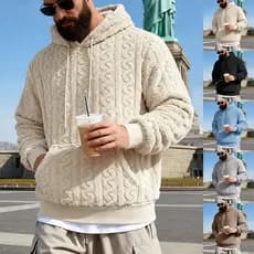 Solto inverno masculino Retro quente dupla face velo Casual na moda com capuz bolso High Street moletom