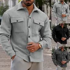 W Inverno Europeu Americano Transfronteiriço Casual Roupas Masculinas Forro de Lã Lapela Top Europeu Americano Single-Br