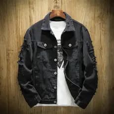 Outono novo estilo jaqueta jeans masculina japonês Retro rasgado bordado casal Plus Size jaqueta jeans masculina
