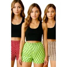 Shortinho Curto Feminino Suplex FitLin Short Casual Soltinho Confortável Sortido Verão Adulto