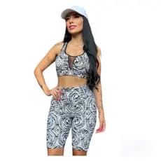 Bermuda Fitness Ciclista Feminina FitLin Plus Size Estampada Academia Treino Suplex Conforto Treino Caminhada Adulto