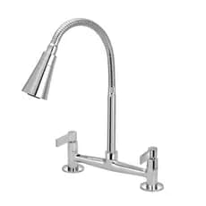 Torneira Misturador Cozinha Bancada Gourmet Cone Cromado 2 Jatos Metal 1/4 de Volta c65