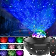 Luminária Galáxia Projetor Luz Noturna Música Bluetooth Controle Lâmpada Divertida Estrela USB