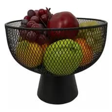Fruteira Centro De Mesa Aramado Metal Preto Mart Grande Grid Decorativo