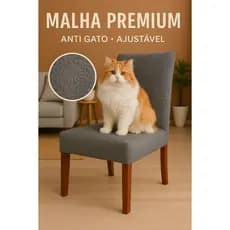 Capa de Cadeira Malha Premium Martelada Ajustável Anti Gato Sala de Jantar