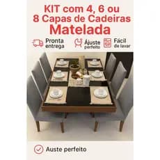 Kit Capa de Cadeira Matelada em Malha - 4, 6 ou 8 Peças- Conforto, Elegância e Ajuste Perfeito