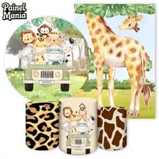 Capas Paineis de Festa Sublimados Vários Modelos Tema  Safari Animais