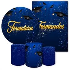 Capa e Painel Festivo Decoração Sublimada Em Helanca no Tema Formatura