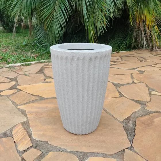 Vaso de planta decorativo reciclável em polietileno redondo efeito romano luxo coluna sala jardim PP