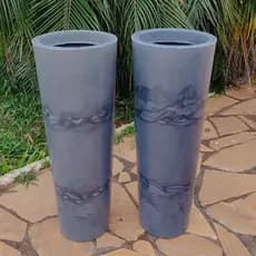 Vaso Grande Alto para Plantas Decorativo Sala Jardim Polietileno Texturado Marmorzado