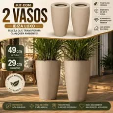 Kit 2 Vasos de Polietileno para plantas jardim sala casa decoração ibiza luxo marmorizado 49x29