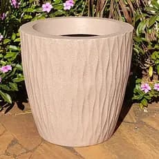 Vaso decorativo para plantas em polietileno redondo efeito vertical com boca grande luxo coluna M