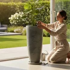 Vaso Polietileno Luxo Marmorizado Ibiza Decorativo Jardim Sala Área Externa Leve Resistente 62x31